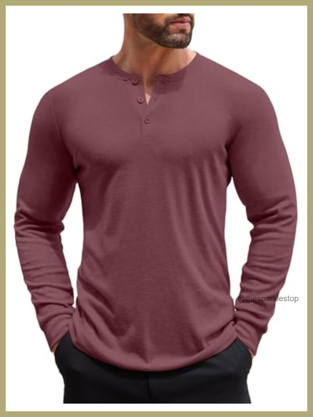 Men's Long Sleeve Henley Shirt Button Pullover Casual Tee